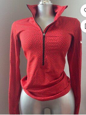Nike Women's Quarterzip - Red & Black Polka Dot
